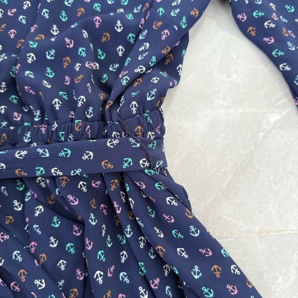 Women’s Talbots Anchor Print Flounce Hem Fit & Flare Notch Neck Dress Size 4 - Picture 7 of 16